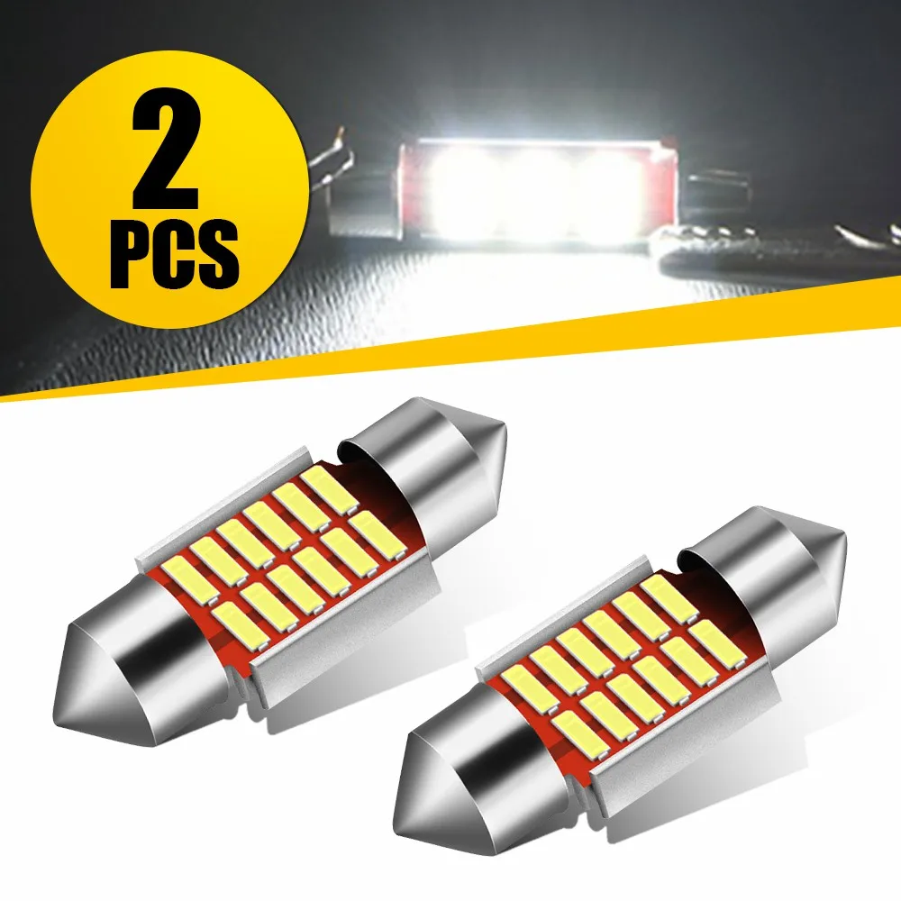 AUXITO 2Pcs 31mm Festoon C5W LED 36mm Bulb Canbus 6000K Car Dome Map Glove Box Trunk License Plate Light For Audi Bmw Ford Kia