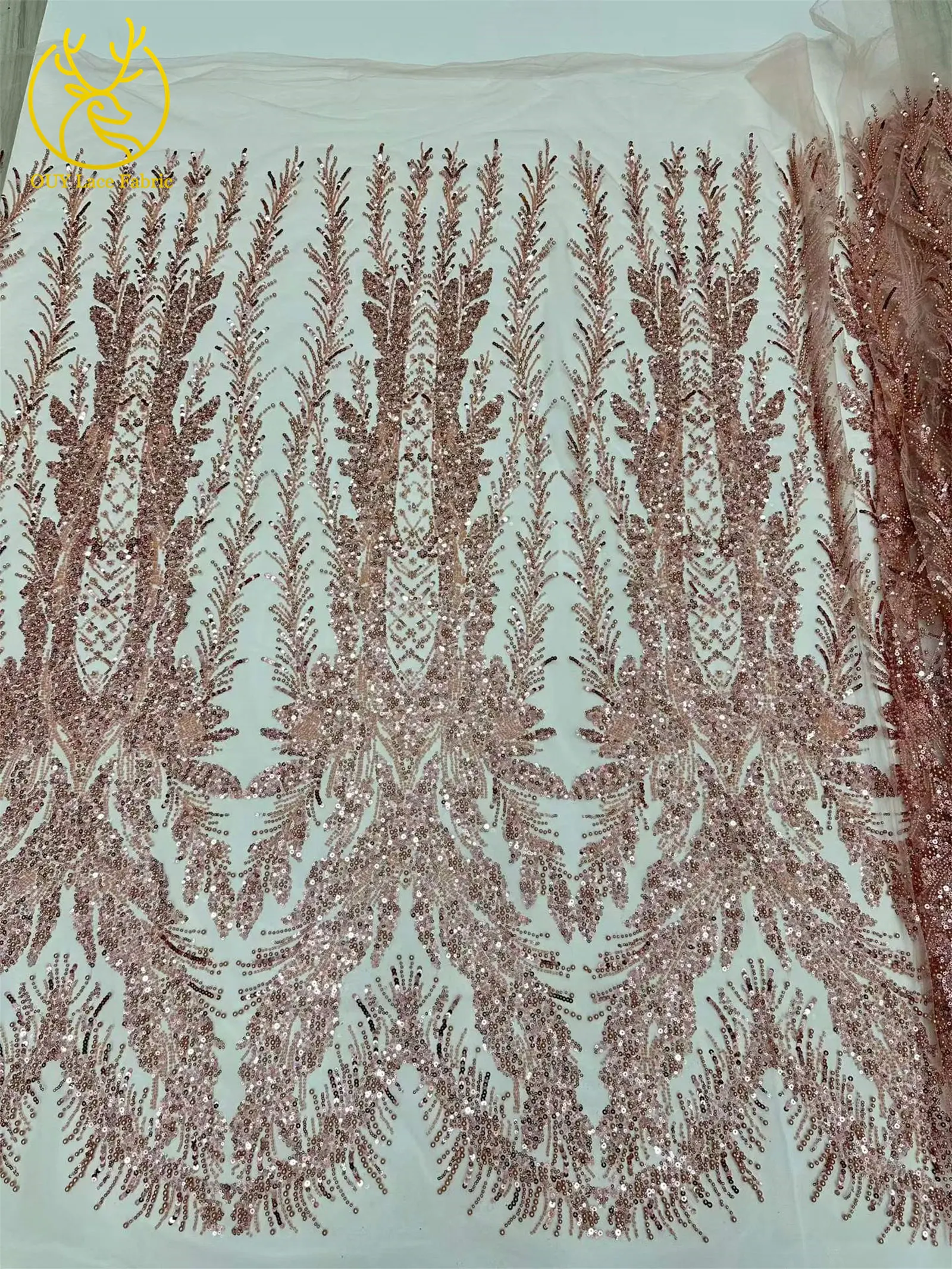 Modischer französischer Mesh-Spitzenstoff mit Perlen, 2026 Neues Design, afrikanischer Pailletten-Spitzenstoff, nigerianischer Tüll-Spitzenstoff für Hochzeitskleider – Detail 6