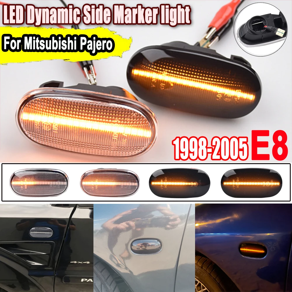 Pair Dynamic LED Side Marker Lights For Mitsubishi Lancer Pajero Mirag Galant 1998-2005 Side Repeater Turn Signal Blinker Lamp