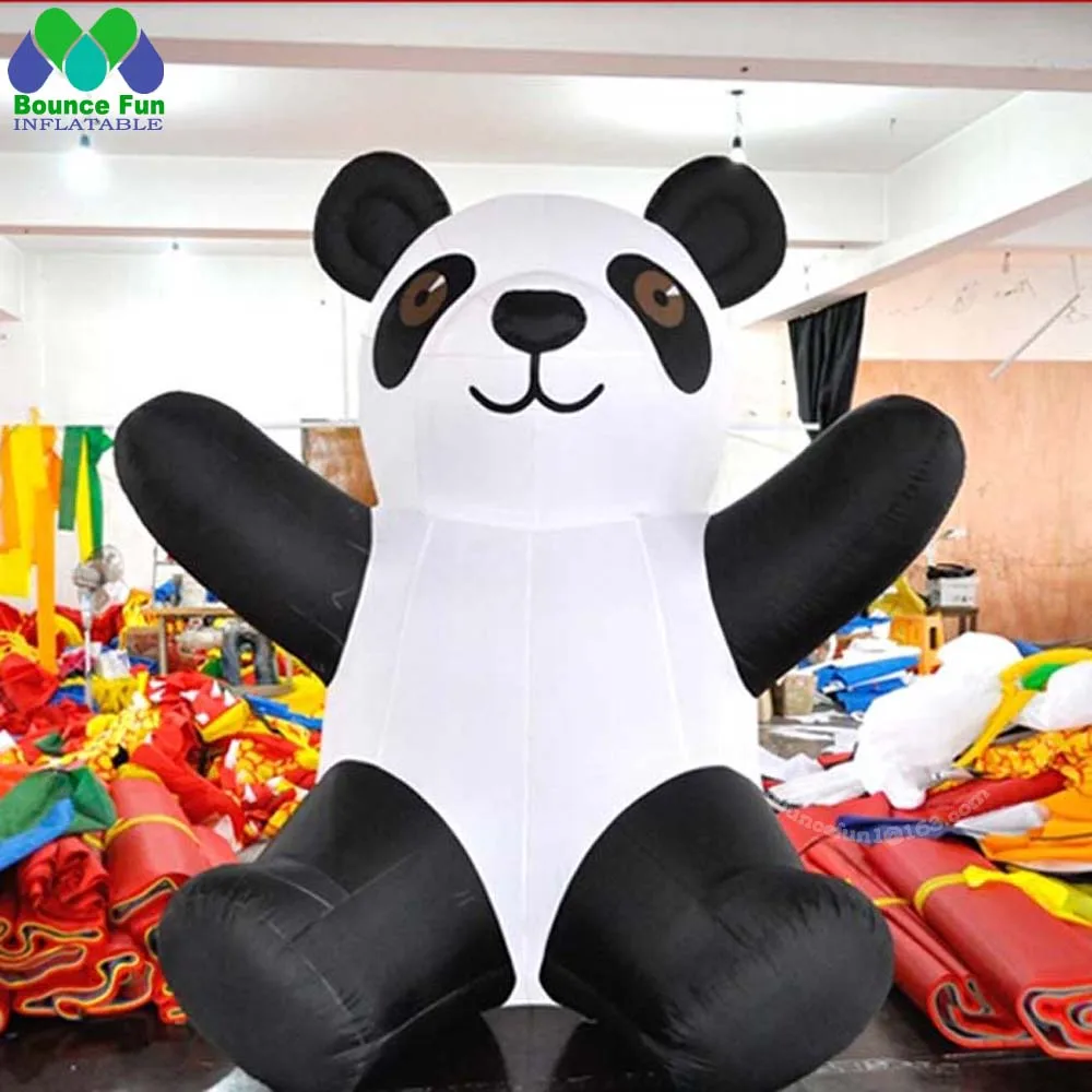 Panda inflable gigante personalizado para exteriores, con soplador y luces Led, dibujos animados de oso Panda personalizados para publicidad