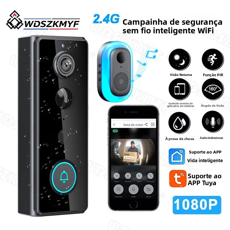 tuya-スマートワイヤレスビデオドアベル-インターホンカメラ-4000mah-防水-pirモーション検知機能搭載。スマートホームでセキュリティを強化。