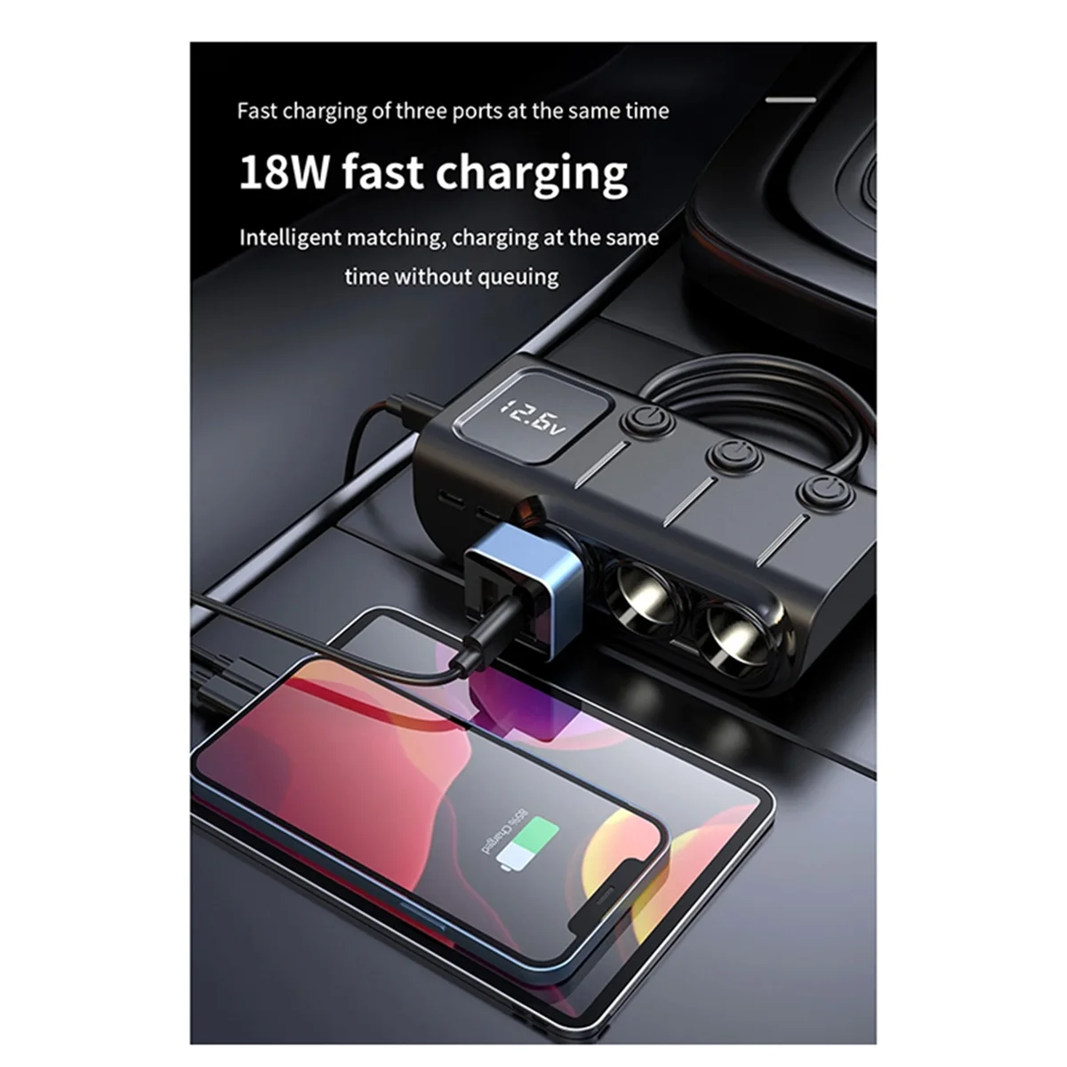 

AB20-разветвитель автомобильного зарядного устройства 3 Type-C PD 36 Вт 3 USB-переключатель быстрой зарядки 120 Вт адаптер высокой мощности