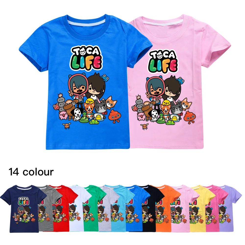 Funny Toca Life T-Shirt Kids Fashion Doll Printed Tees Toddler Girl 2024 Summer Cotton T Shirt Boys Short Sleeve Tops1871