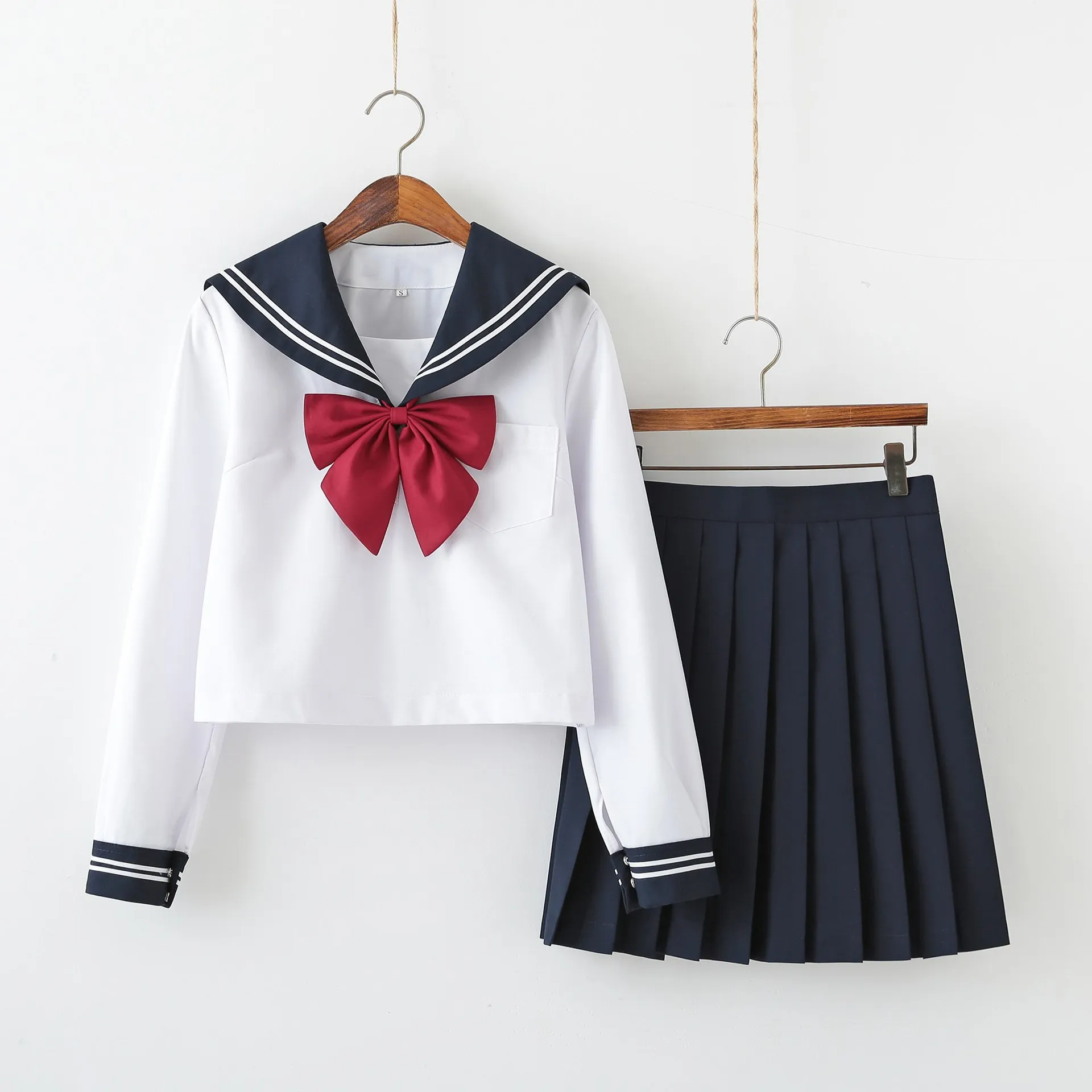 Stripes Japanese Sailor JK Uniform Set Classic Basic Preppy Style Pleated Skirt Suit Girls Daily Casual Outfit