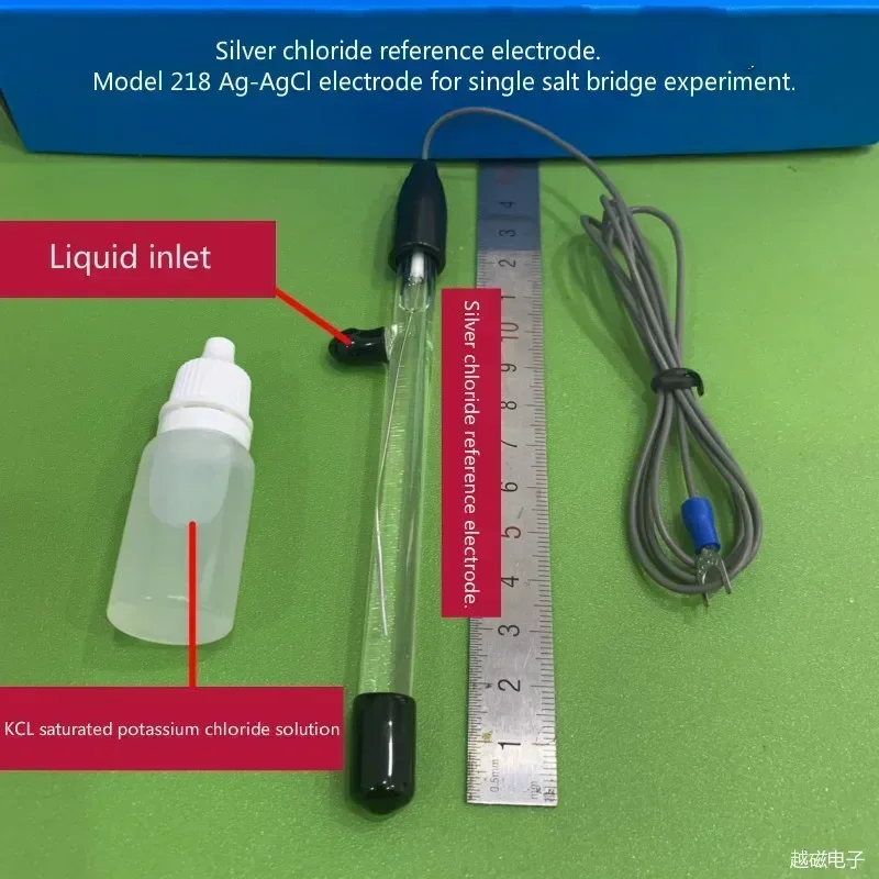 Silver chloride reference electrode. Model 218 Ag-AgCl electrode for single salt bridge experiment.