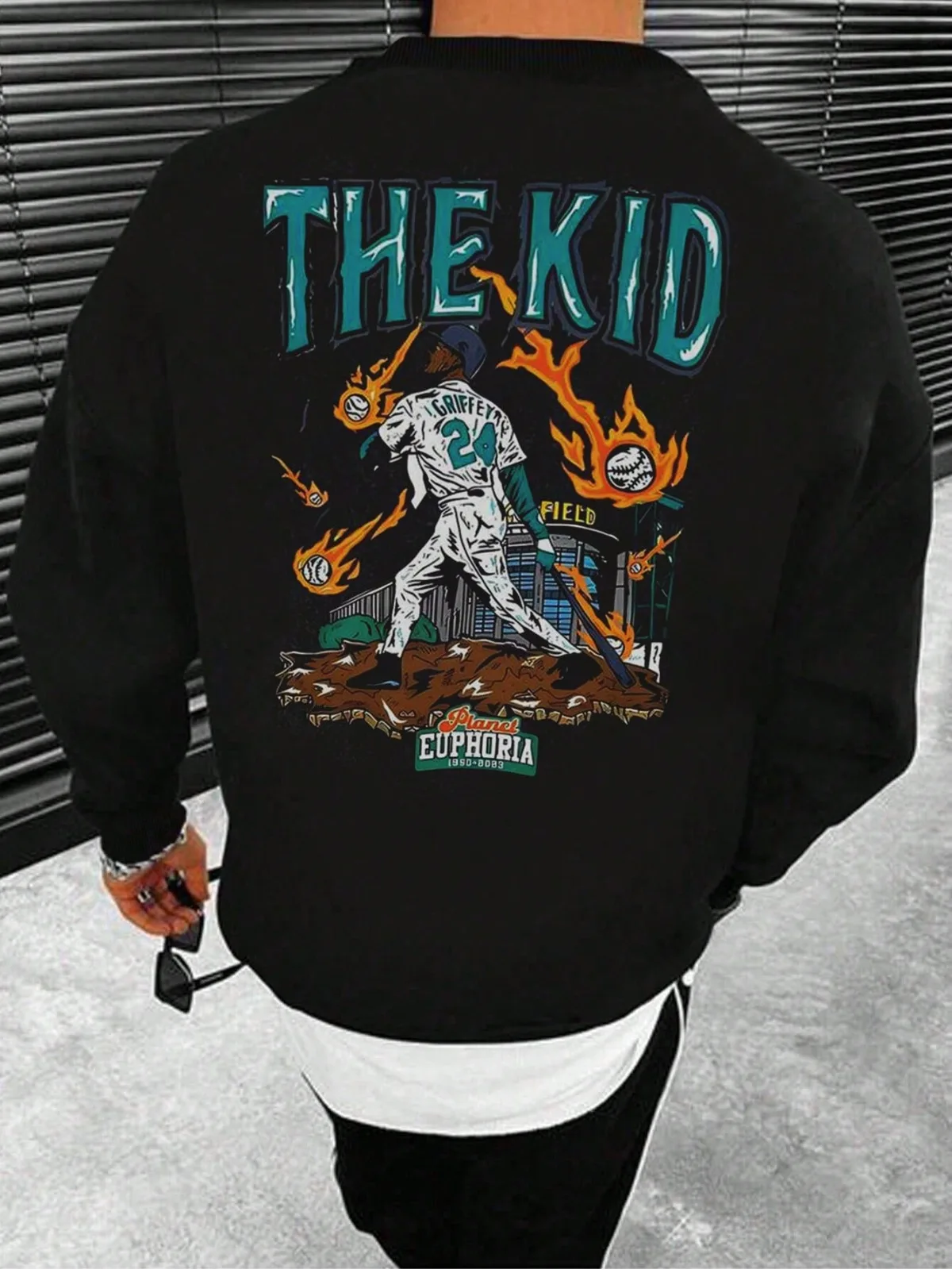 سويت شيرت رجالي كاجوال بطباعة شجرة جوز الهند وأحرف كتف منسدلة فضفاضة برقبة دائرية عصرية ومناسبة لهدايا العطلات #1