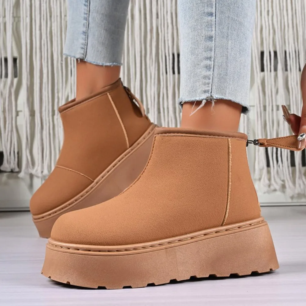 2026 جديد الشتاء الإسفنج كعكة سميكة سوليد أحذية الثلوج للنساء ، أفخم أنبوب قصير أحذية الثلوج ، في الهواء الطلق أحذية بوت قصيرة دافئة #3