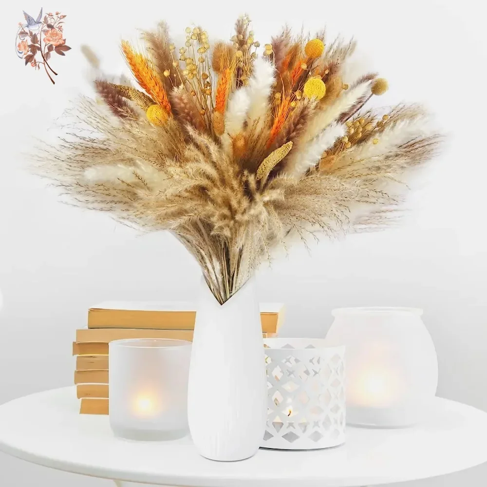 

Fluffy Pampas Dried Flowers Bouquet Home Vase Decoration Natural Reed Bunny Tails Grass Artifical Flower Wedding Birthdays Decor