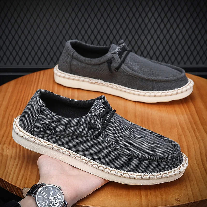 

Men Casual Shoes 2026New Breathable Canvas Shoes Classic Lace Up Loafers Soft Driving Shoes Men Non Slip Sneakers Zapatos Hombre