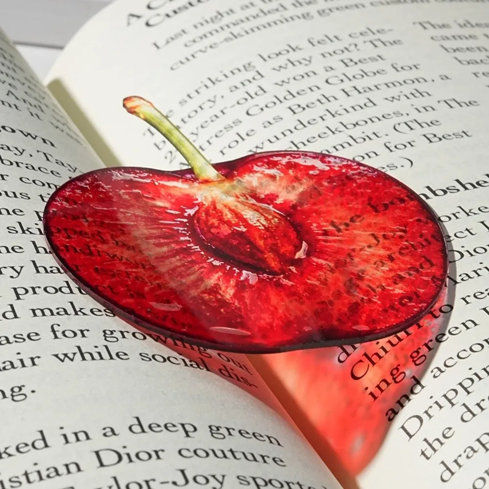 Creative Refractive Color Acrylic Bookmark Funny Cute Cartoon Fruit Bookmark Simulation Fruit Translucent Bookmark Note Marker