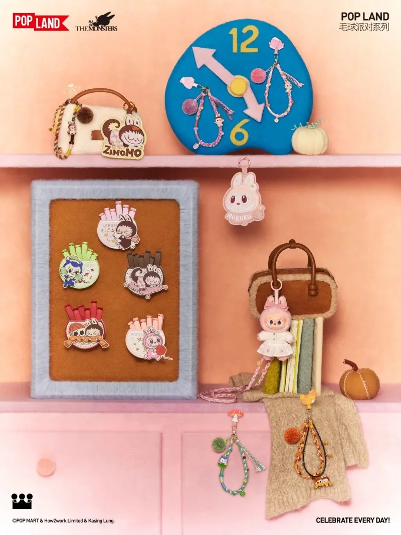 POPMART Original Genuine Pom-Pom Party Series Mokoko Vinyl  Decorative Hanging Card Trendy Blind Box Surprise Xmas Gift