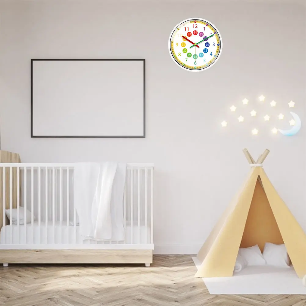 

Creative Kids Wall Silent Hanging Clock For Home Decoration Mute Study Room Clock Colorful Design Long Lasting