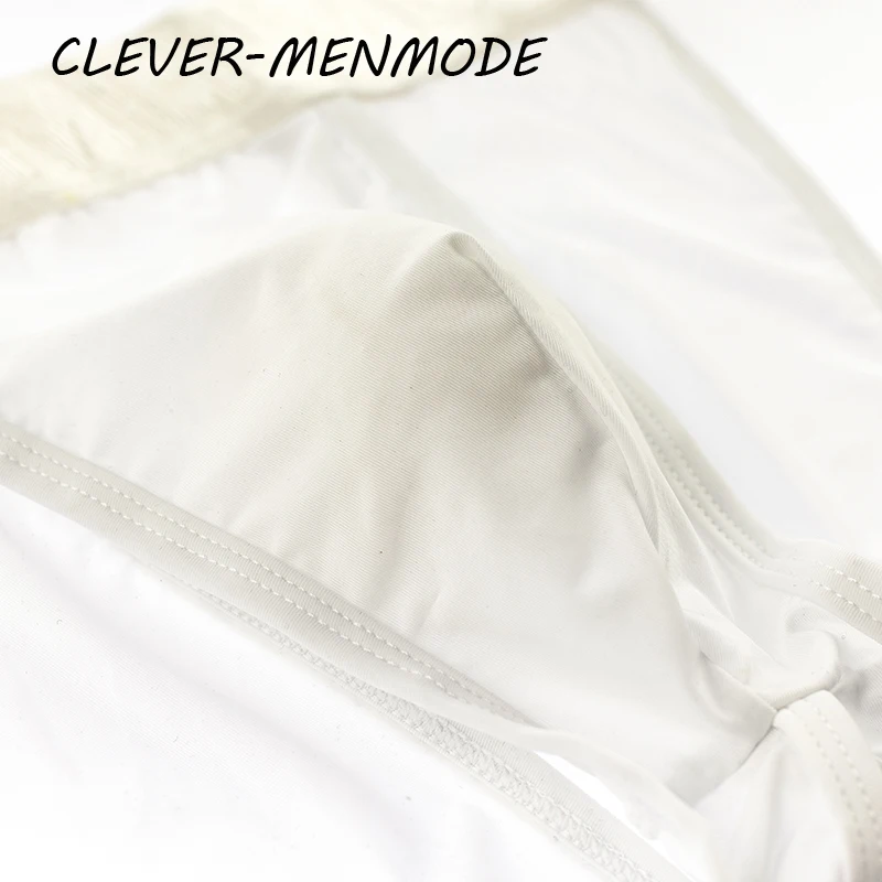 CLEVER-MENMODE Men\'s Sexy Open Crotch Sheer Briefs Ice Silk Breathable T Back Underwear Jockstrap Rear Empty Panties Men Bikini