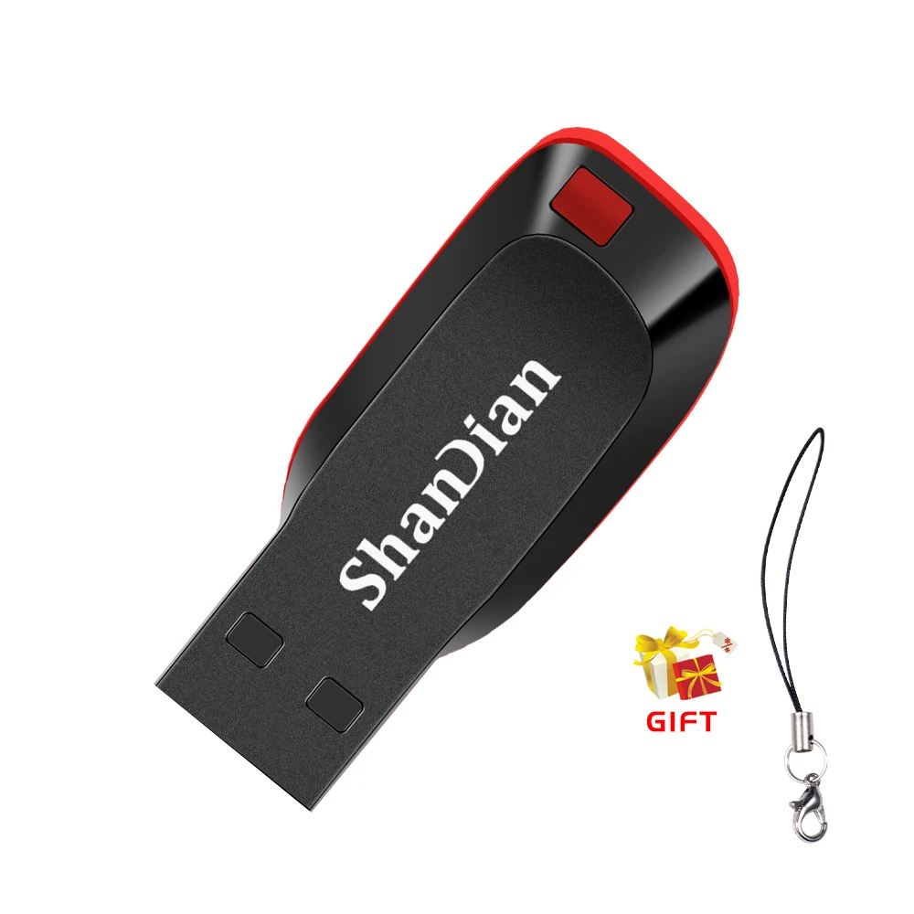 SHANDIAN Plastic Pendrive Flash Drive 2.0 Red U Disk 128mb 4GB 16GB 32GB USB Pen Drives Key Ring Car/TV/Computer