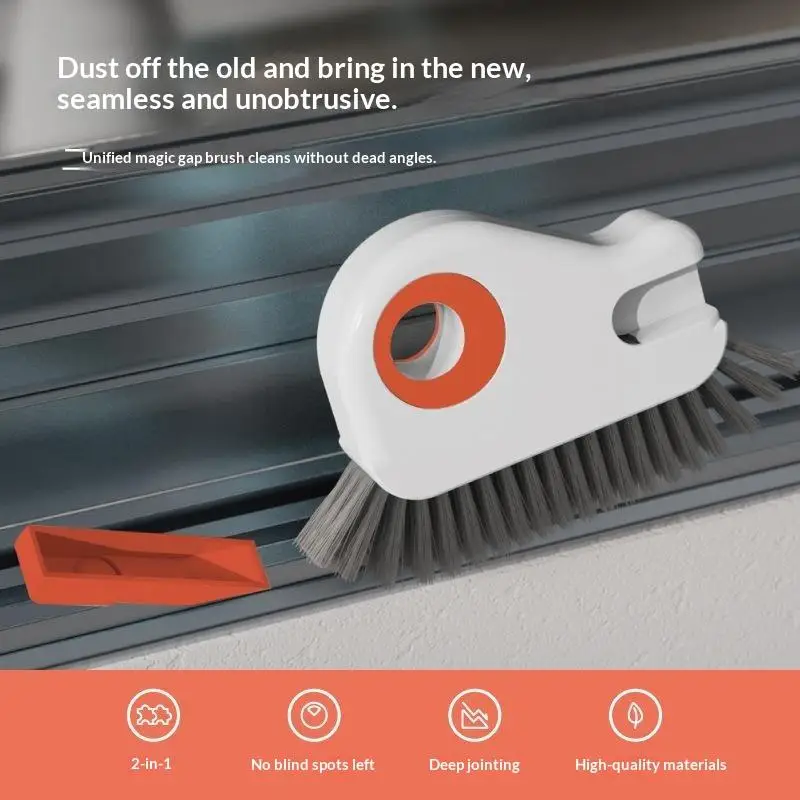 〔NN71〕1pc 2 In 1 Window Groove Cleaning Brush Door Groove Sliding Door Track Floor  Hand Held Crevice Cleaner