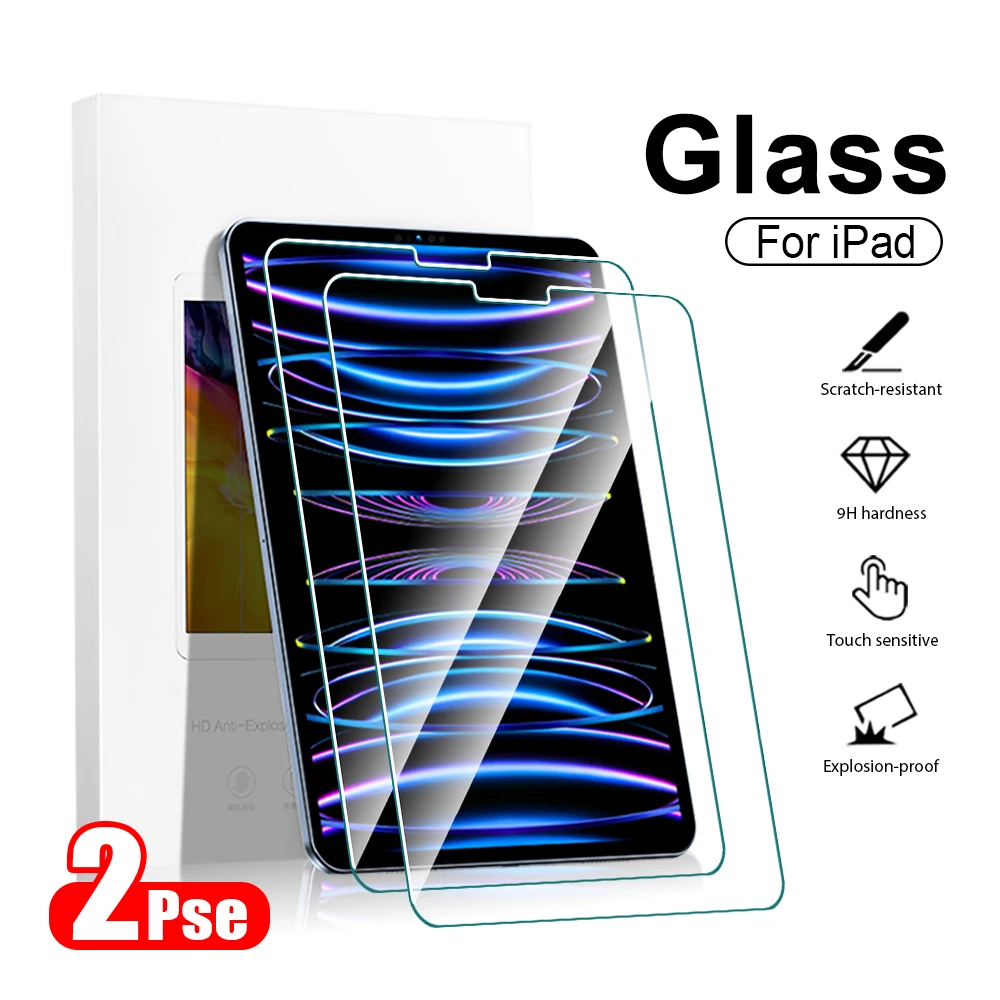 2Pcs Tempered Glass Screen Protector For Ipad Pro 11 12.9 12 9 2022 10 10th 9th Generation 10.9 Air 5 4 Mini 6 7th 8th 10.2 Film