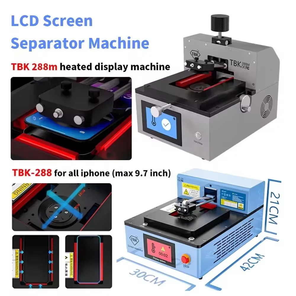 완전 자동 LCD 화면 분리기, TBK 288 화면 제거 기계, TBK 288M, 범용 아이폰 가열 디스플레이 기계