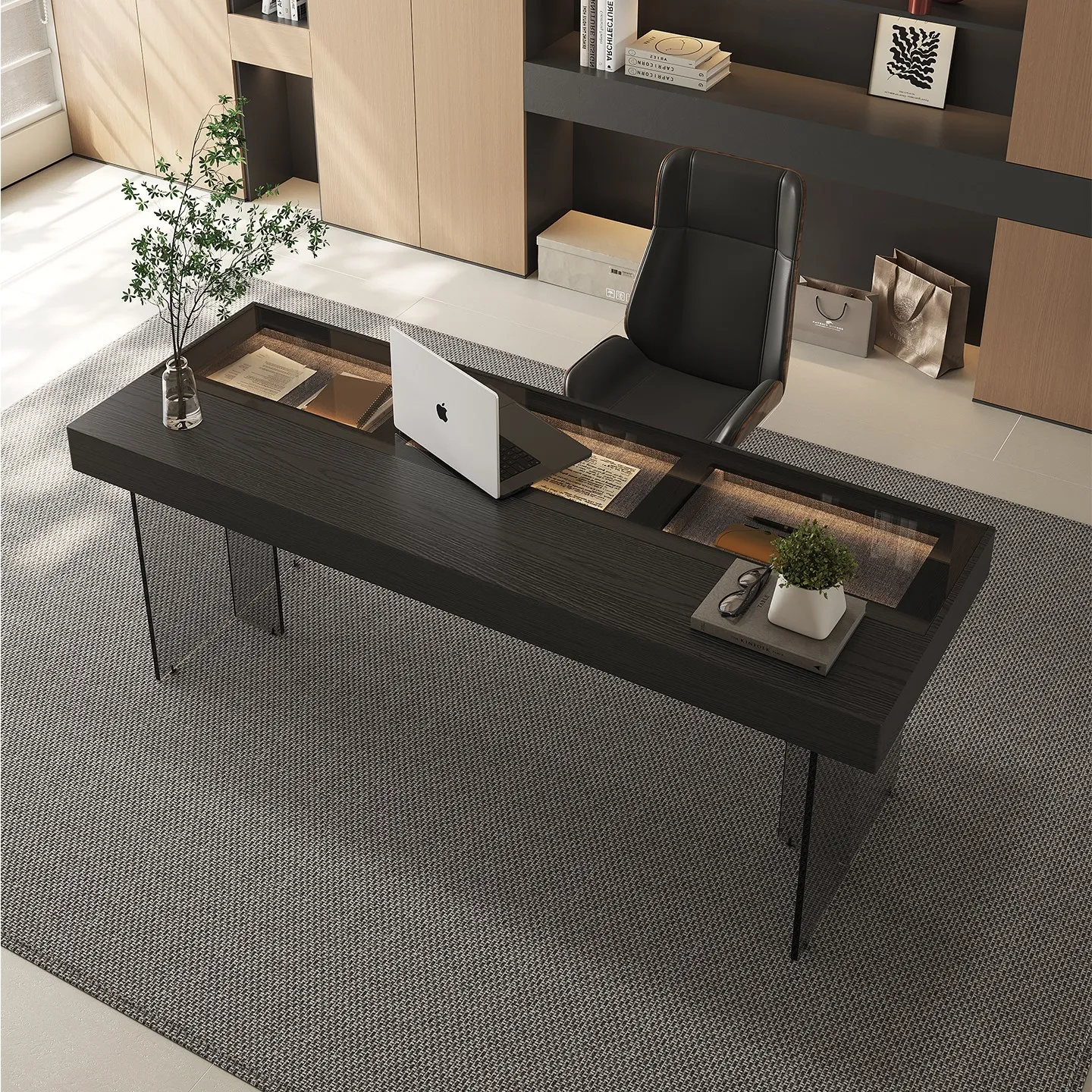 Suspension tempered acrylic desk home office Italian computer desk type Acer glass living room simple tempered glass