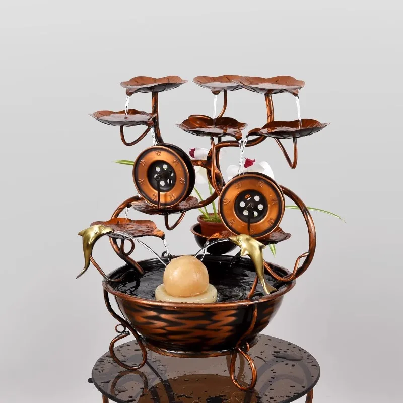 Pure copper flowing water wealth fountain vliving room home decorations housewarming opening gifts table handicrafts ornaments
