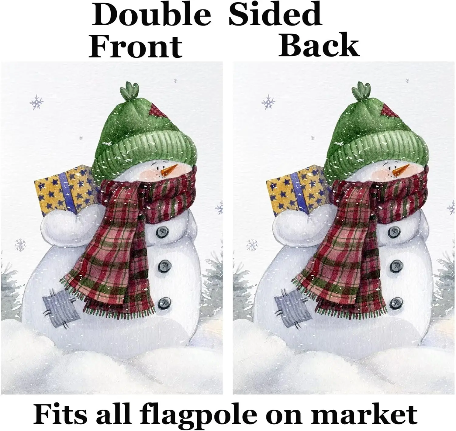 Watercolor Funny Snowman with Hat Scarf Gift Snowy Christmas Winter Seasonal Garden Yard Flag 12