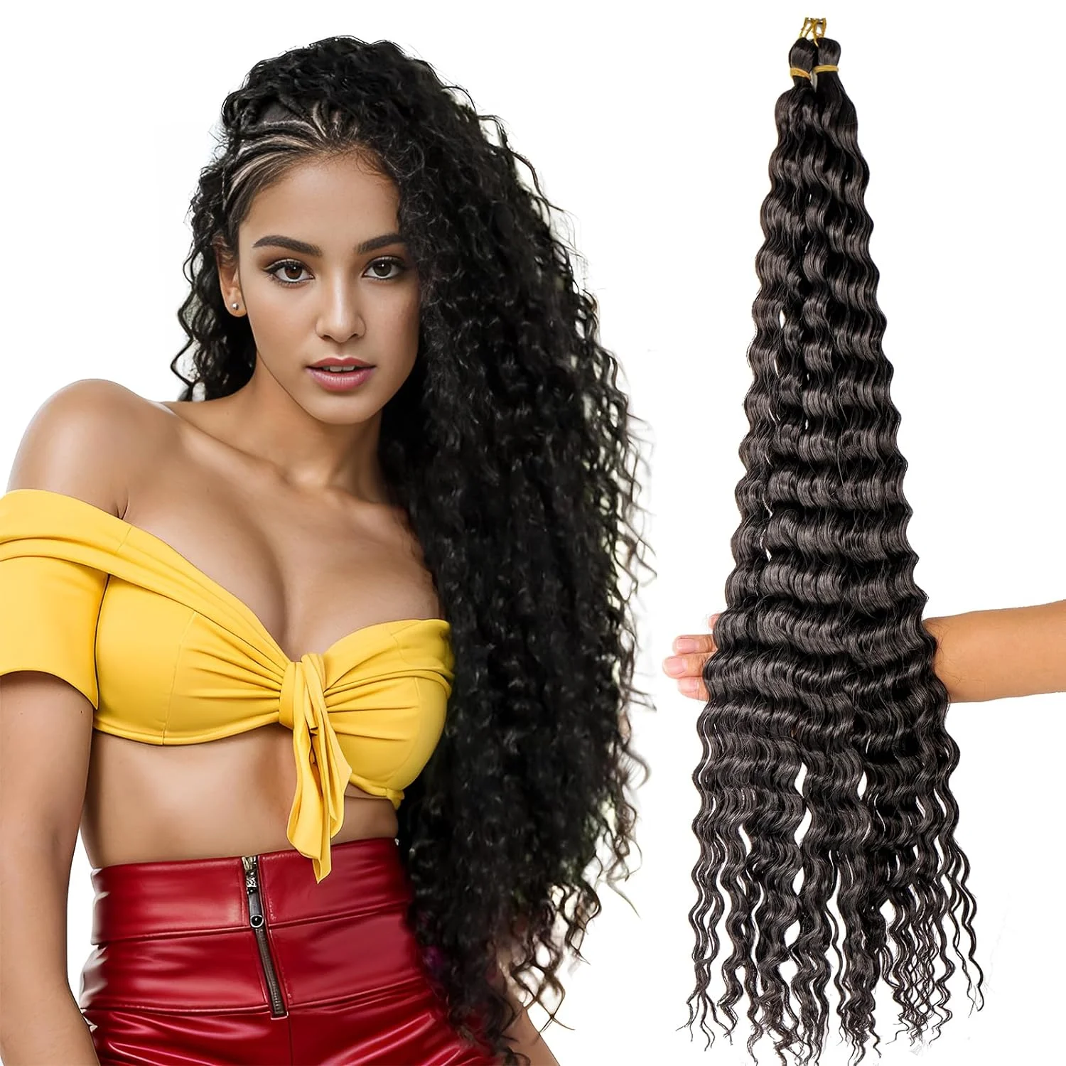 Deep Wave Crochet Hair for Women Curly Braid 30 inches set Ocean Wave Braid Hair extensions Soft Rough Crochet hair for women