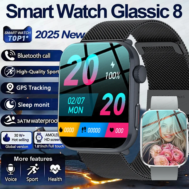 

2025 New GUHUAVMI Smart Watch Men Outdoor Military Smartwatch Bluetooth Talking Smartwatch 1.81 Inch LED Sports Fitness Watches