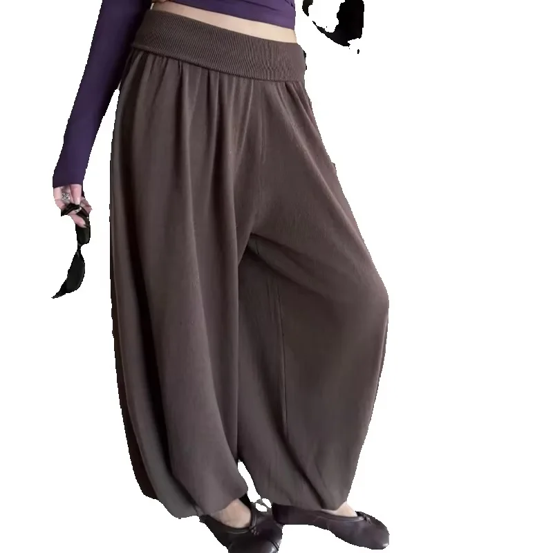 Spring Autumn Relaxation Wool Ankle-Length Trousers Women 2026 New Fashion Loose Casual Pants Bloomers Pure Colour Female