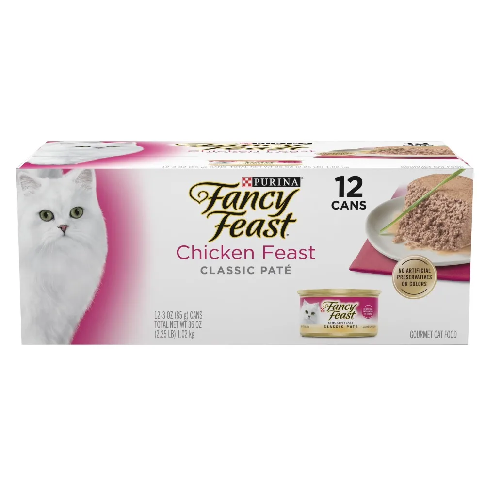 Grain Free Wet Cat Food Pate Variety Pack Chicken Feast Classic Pate Collection Canned Cat Food Multipack 3 oz Cans Tasty Paté for Cats