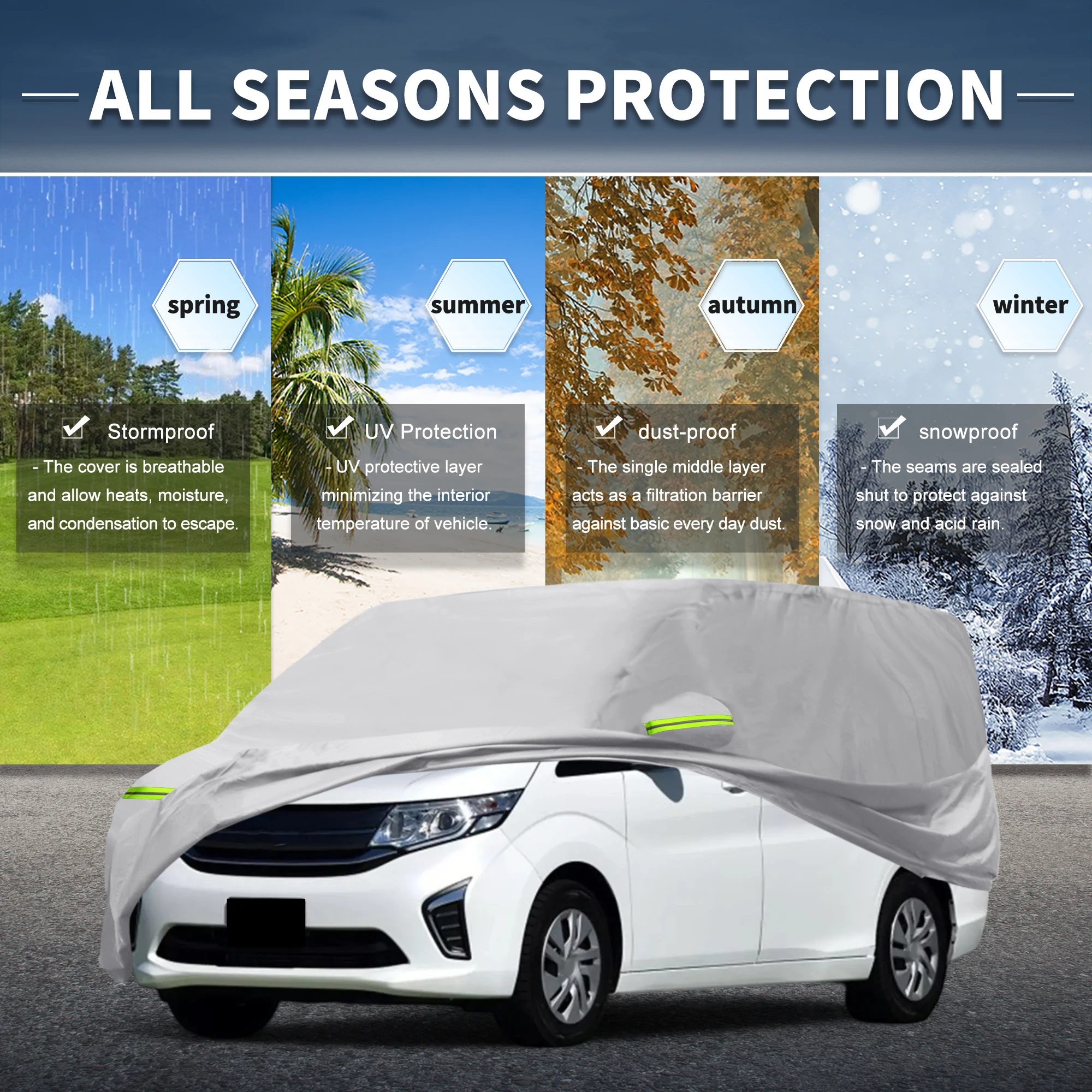 

Uxcell Car Cover Waterproof All Weather Sun Rain Protection Full Exterior Cover for Honda Accord Sedan 190T-Pu Black