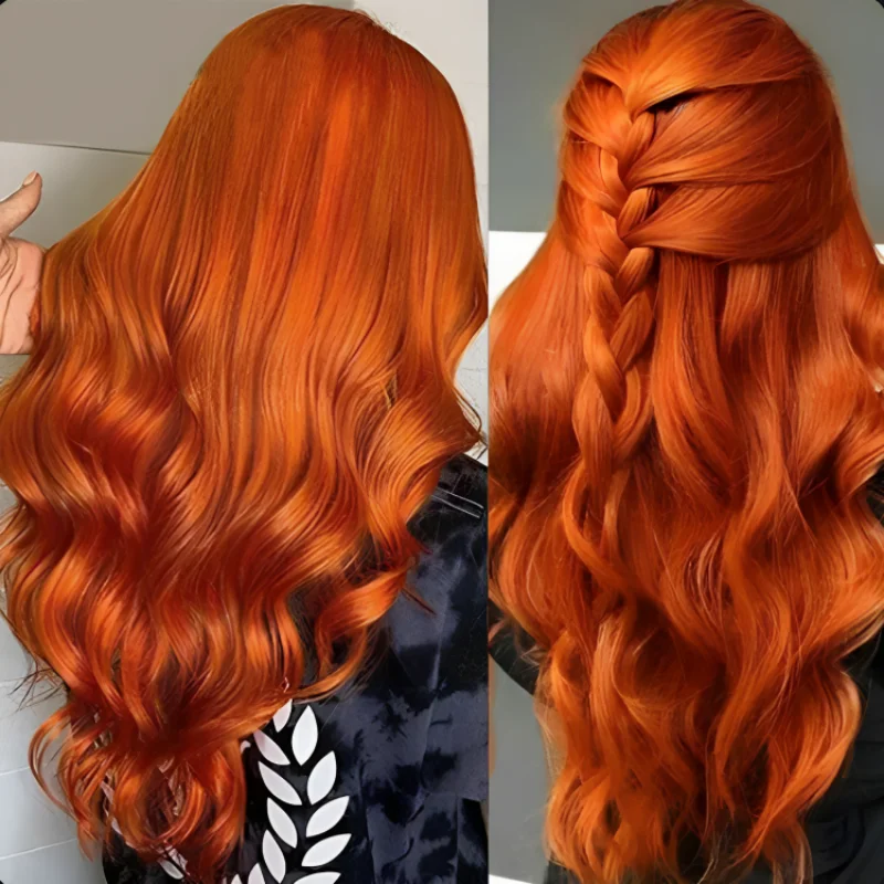 Ginger colored boby wave 13x6 hd lace frontal human hair wig for women 100% Brazilian 30 inch lace front preplucked wigs on sale