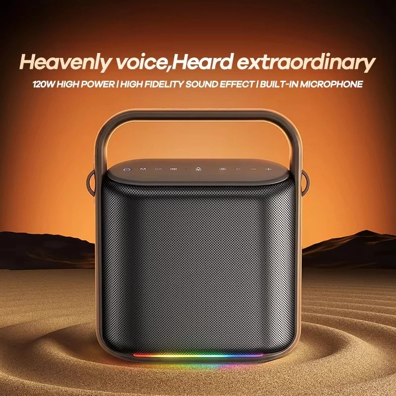 120W high power bluetooth speaker 12000mAh battery high fidelity portable karaoke speaker with ligh