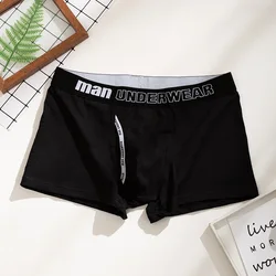 New Men's Underwear Pure Cotton Individual Printed Solid Color Boxers Breathable Comfortable Mid-Waist Sports Boxers