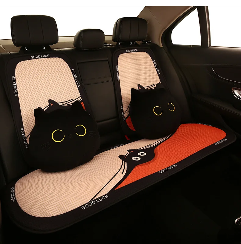 New Cute Cartoon Car Seat Cushion Fashion Breathable Ice Silk Car Seat Cushion Cover Decoration Dust Proof Interior Accessories