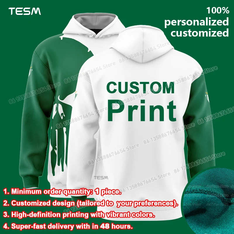 

Толстовка с индивидуальным принтом на заказ, весенне-осенний зимний топ на флисовой подкладке, повседневный свободный топ с длинными рукавами для родителей и детей