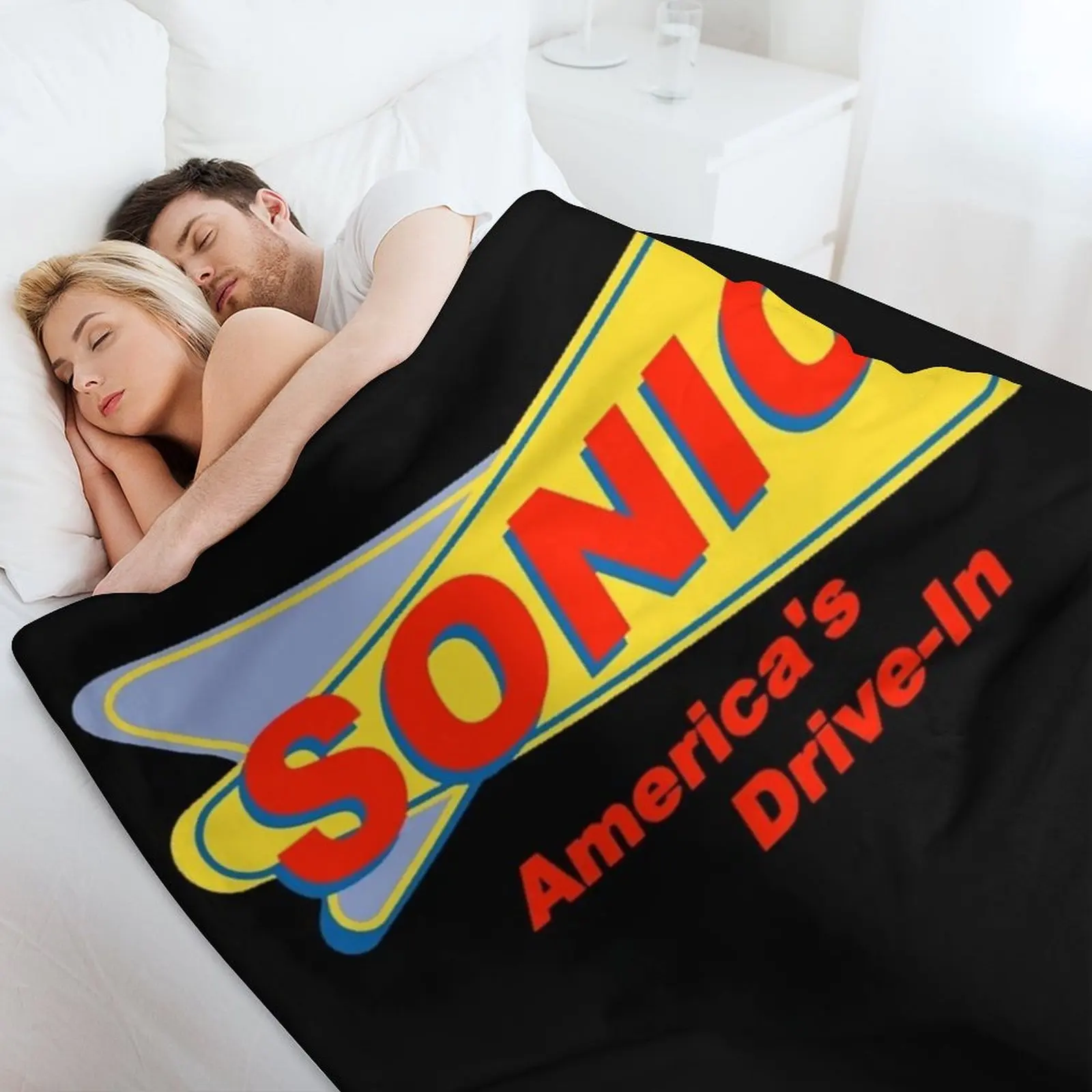 Sonic America&x27;s drive-in Fast Food Logo Red Essential T-Shirt Throw Blanket Decorative Beds Sleeping Bag Camping Blankets view 4