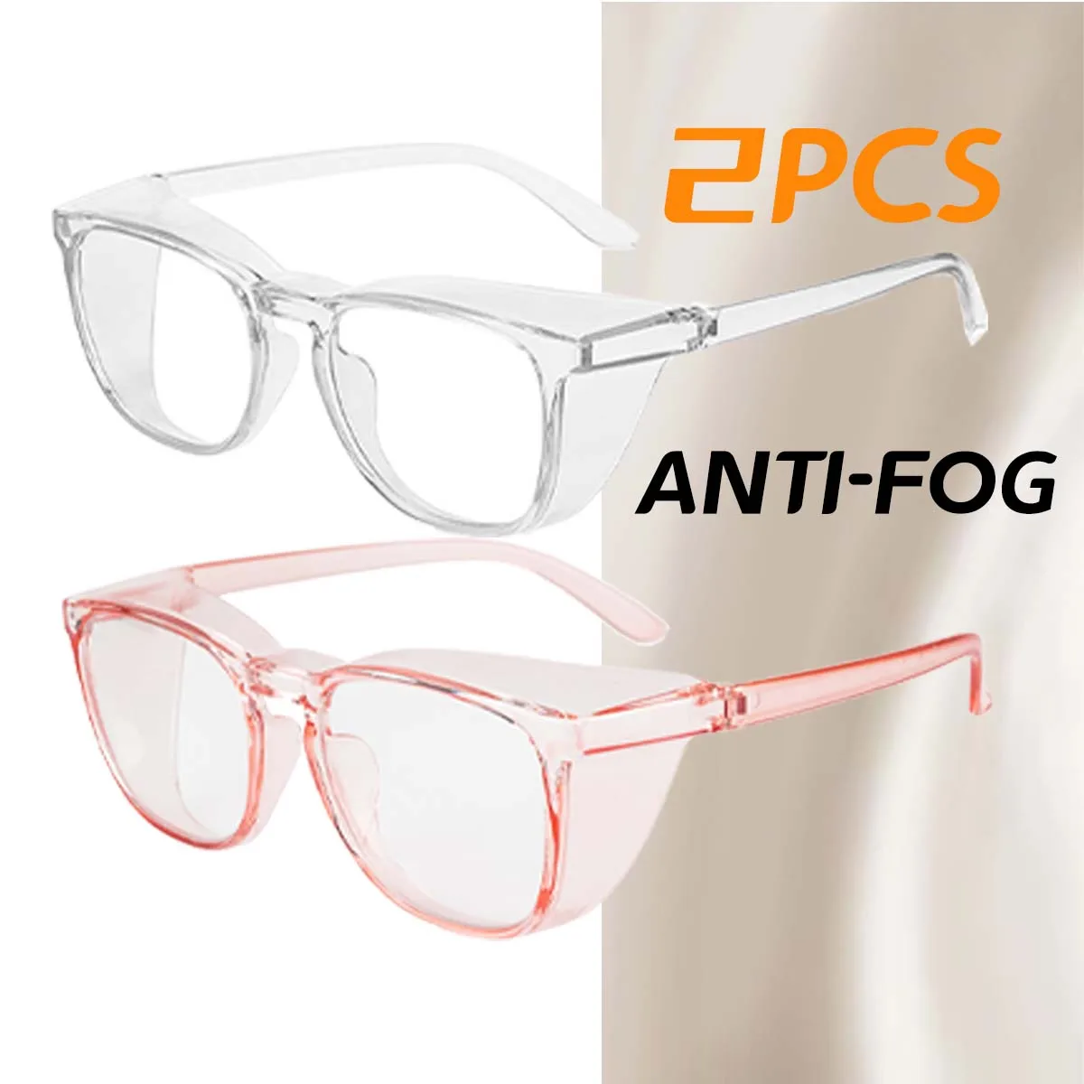 

2PCS Fashion Solid Simple Anti-spray Goggles Anti Pollen Sunglasses Anti-blue Light Glasses Glasses Goggles for Women and Men