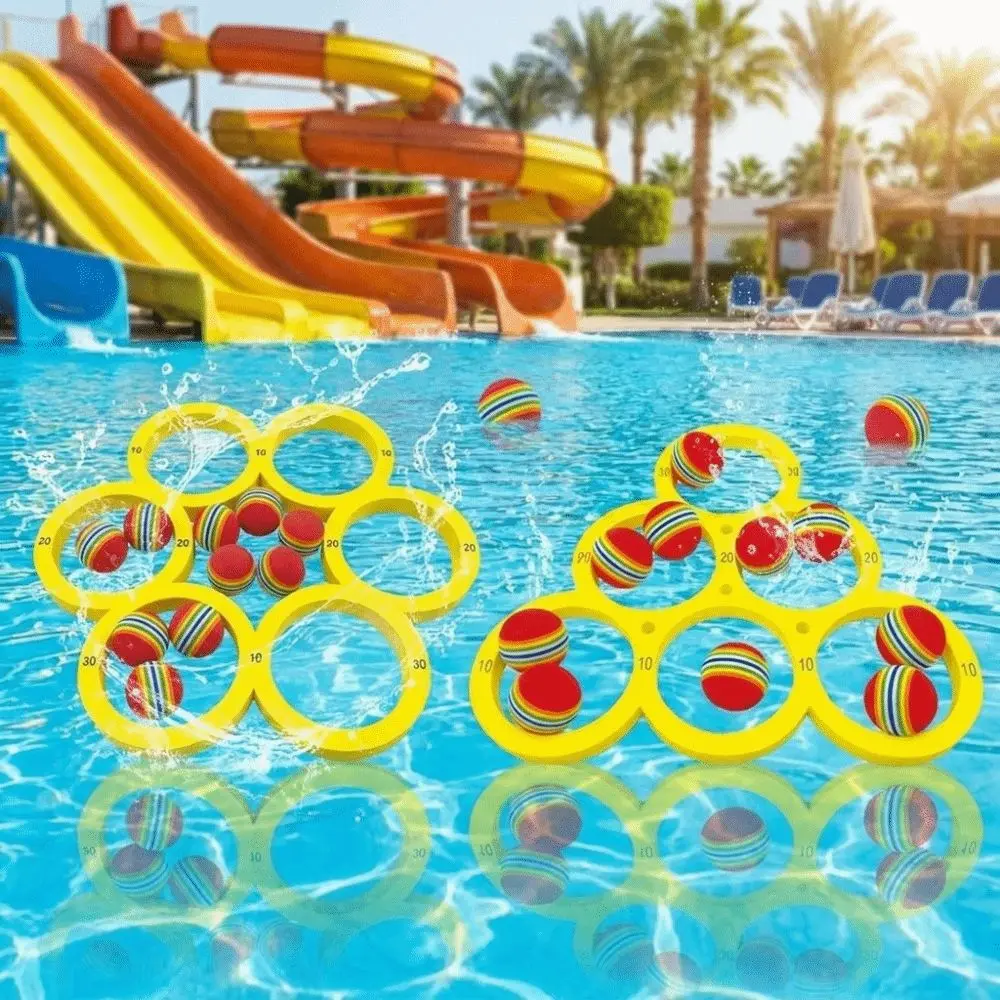 EVA Foam Water Ring Toss Game Floating Target Scoring Design Pool Toss Colorful Balls Lightweight Floating Toss Set Beach Party