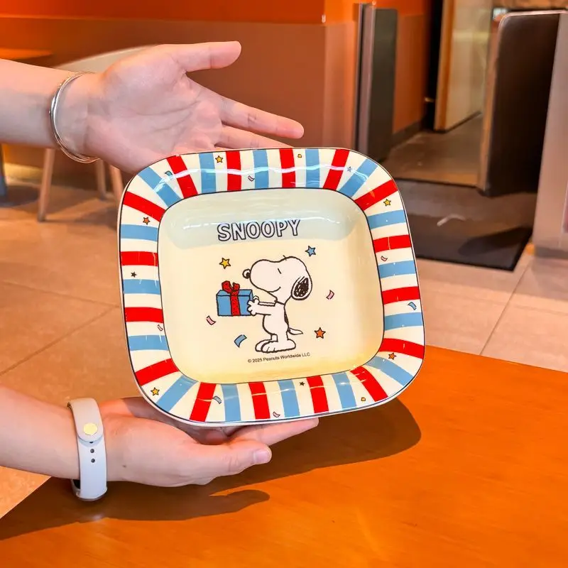 

Snoopy Ceramic Square Plate 8-inch Household Microwave Oven 2025 New High Beauty Dumpling Plate Vegetable Plate Gifts for Kids