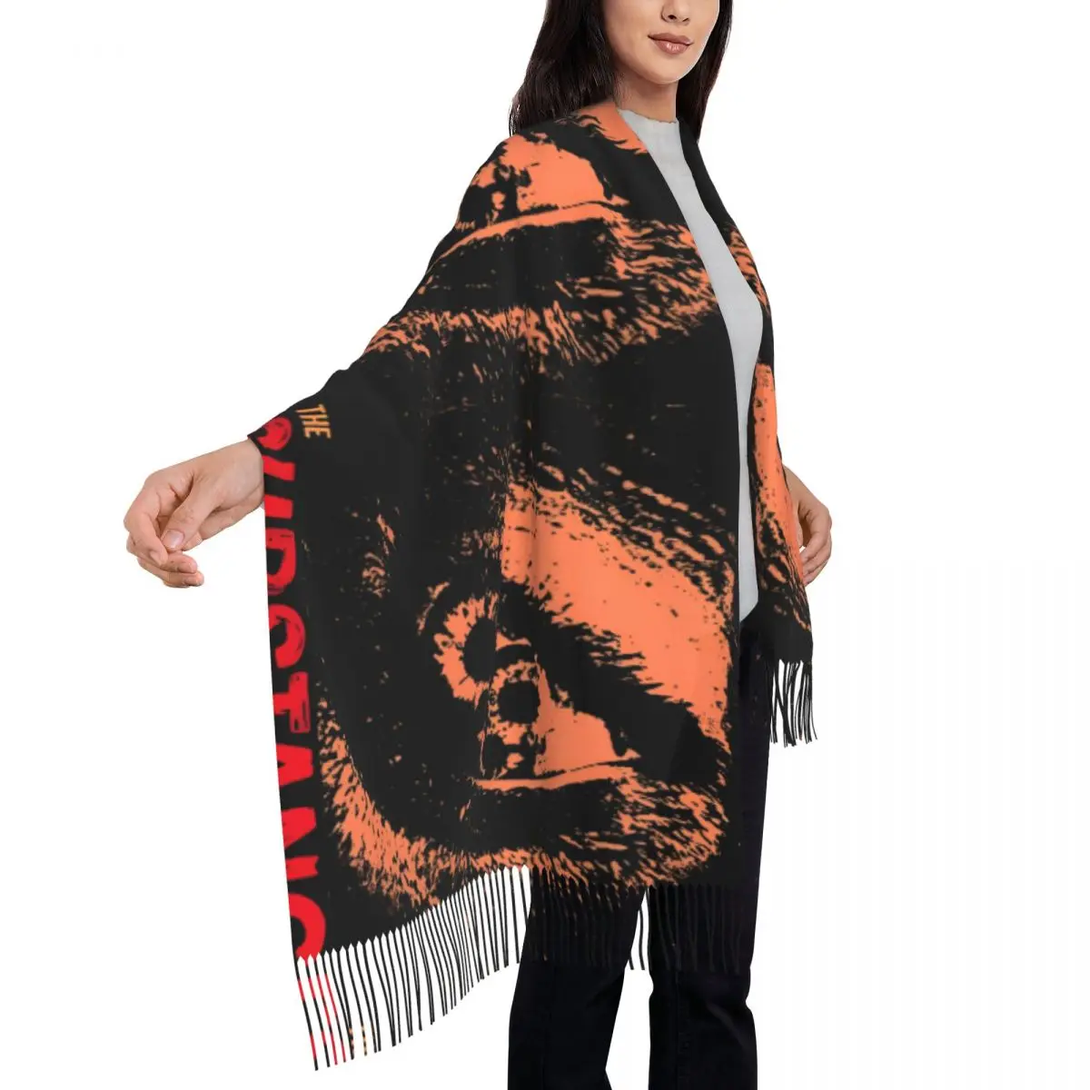 Women Scarf Warm Darkness Unleashed 67230513 Head Scarves with Long Tassel Popular Shawl Wrap Winter Designer Bufanda Mujer