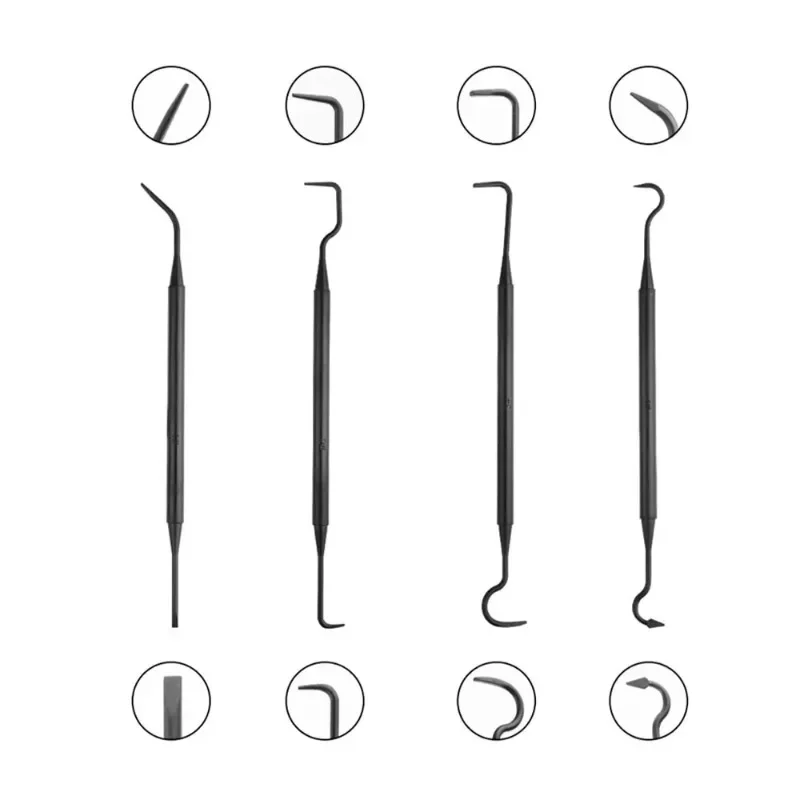 Double-ended Nylon Pick Hook Set 4Pcs Multifunctional Auto Detailing Cleaner Tool Car Stain Gap Cleaning Supplies