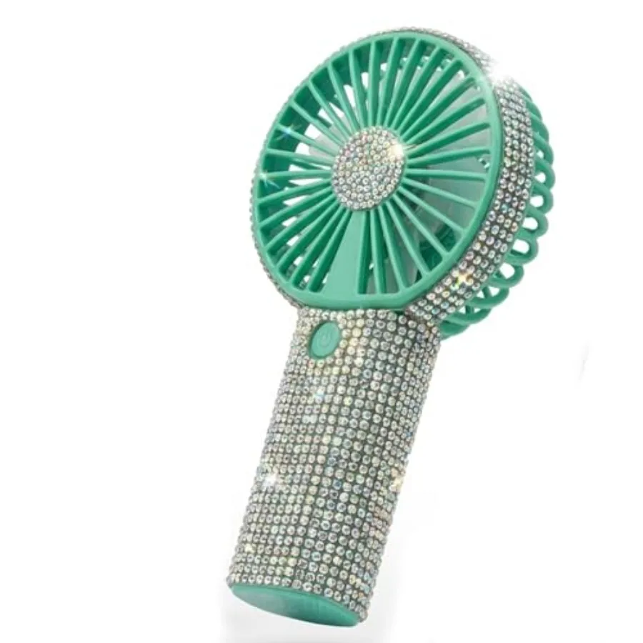 

Bling Handheld Fan Portable Rechargeable, Rhinestone Mini Fan with USB-C Charging, Up to 18H Battery Life, 3-Speed Personal Han