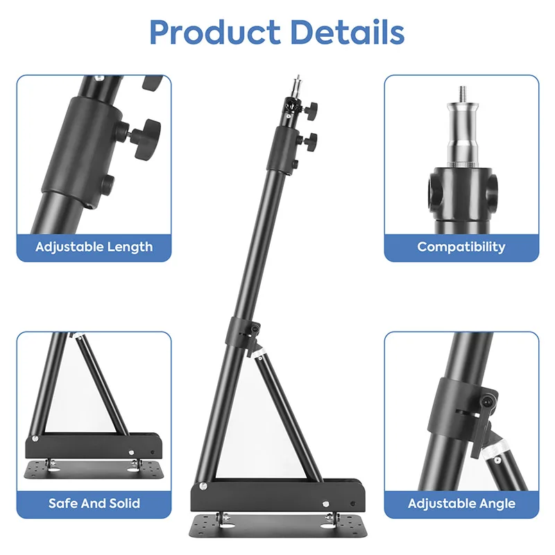 Triangle Boom Arm for Ring Light,Wall Mount Stand for Studio Light with 180º Flexible Rotation for Softbox, Reflectorm,Monolight