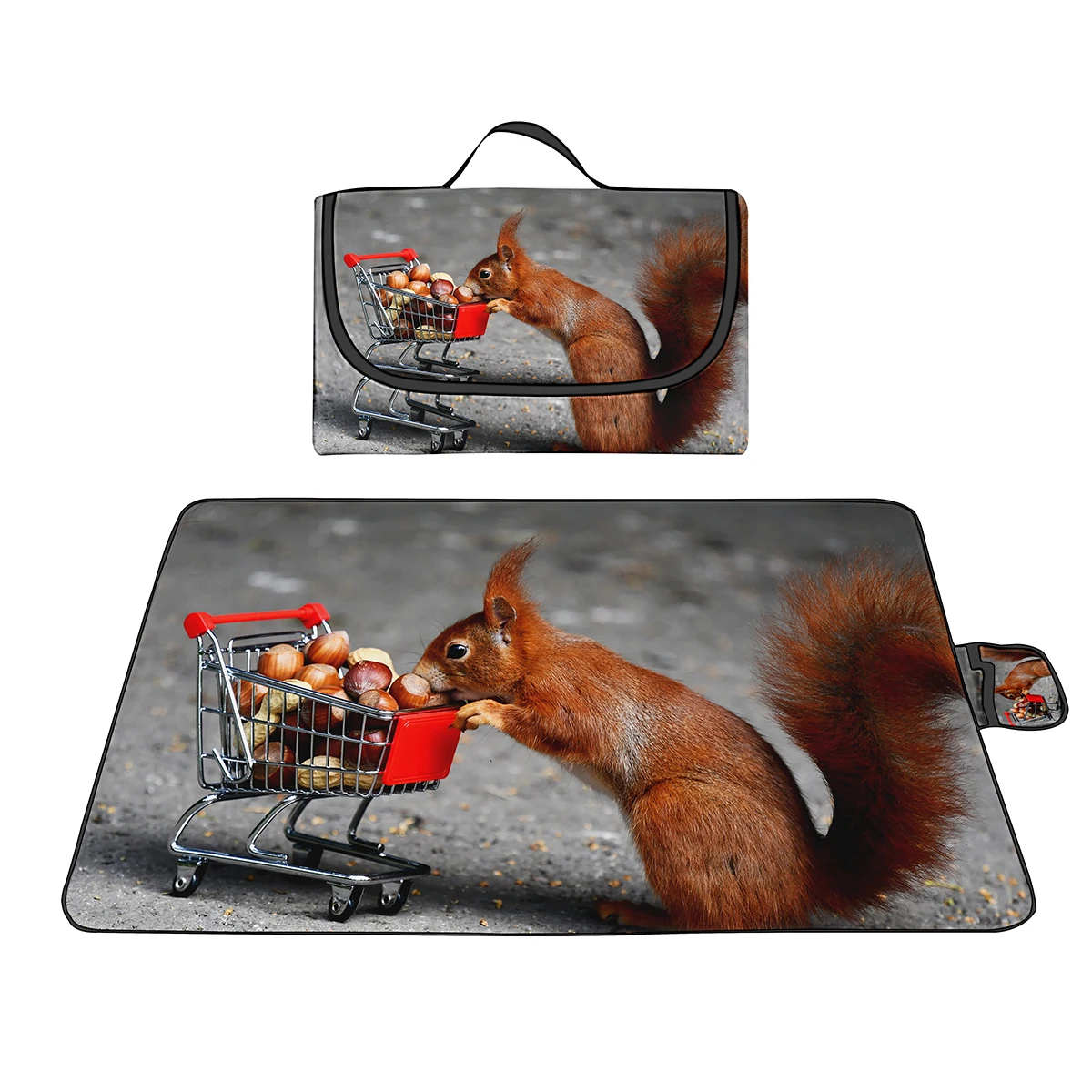 Waterproof Picnic Blankets,Squirrel Beach Blanket Sandproof Lightweight Beach Blanket,Portable Picnic Mat for Outdoor Travel