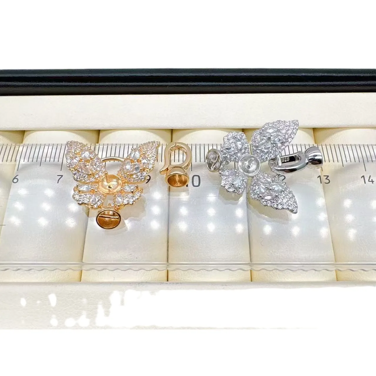 1pcs Gold-plated Copper Zirconia Butterfly Pearl-embellished DIY Necklace Bracelet Connector Jewelry Making Material Accessories