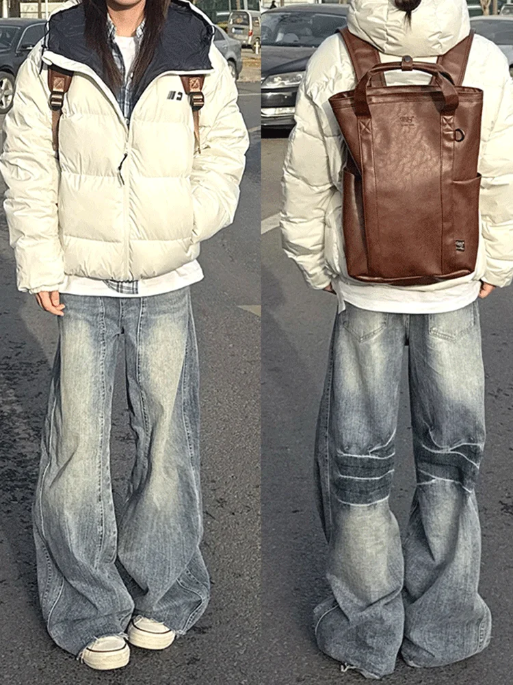 

Blue American Lightning Pattern Bent Knife Jeans Men's Autumn Winter Trendy Brand Haome Street Sle Pants Dra Slim Le...