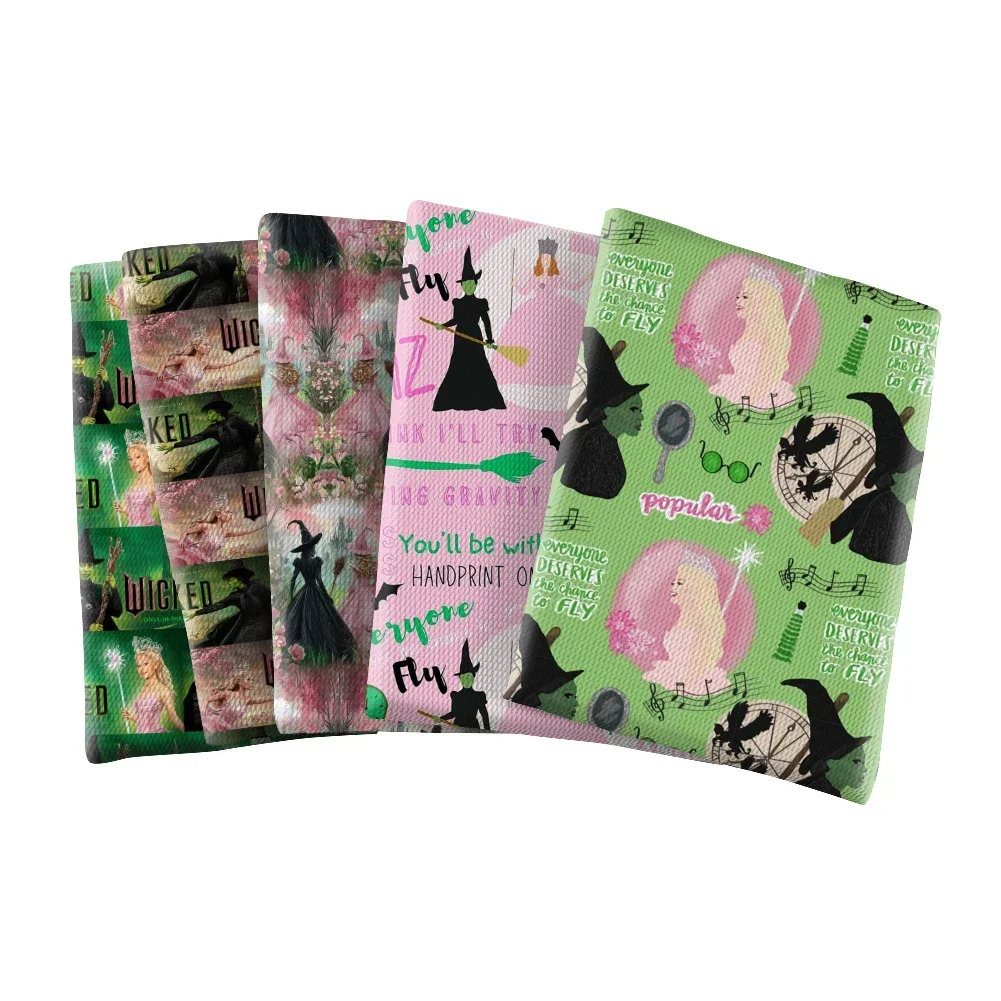 Disney Cartoon Wicked Glinda and Elphaba Pattern Printed Twill Bubble Polyster Fabric for Patchwork Quilting Fabrics 50X145cm