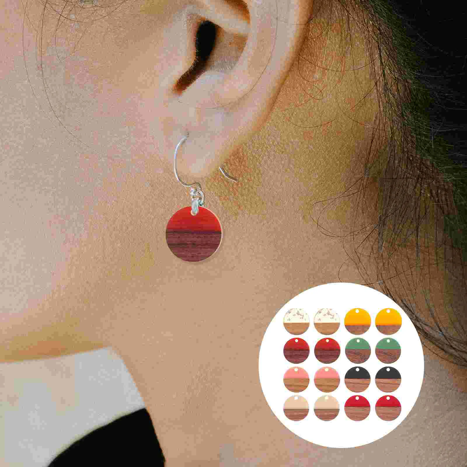 16 Pcs Water Drop Earrings Resin Wood Pendant Jewels Bracelet Charms Necklace Making Jewellery