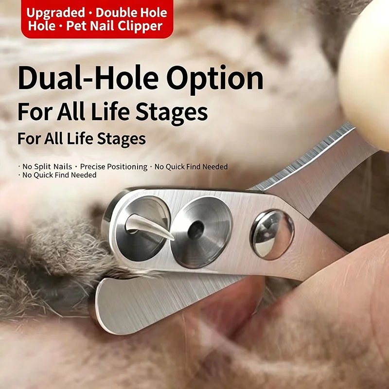 Pet Cat Nail Clipper Dual Hole Anti-Bleeding Positioning Nail Scissors Beginner Safe Cat Paw Trimmer Cutter Tool