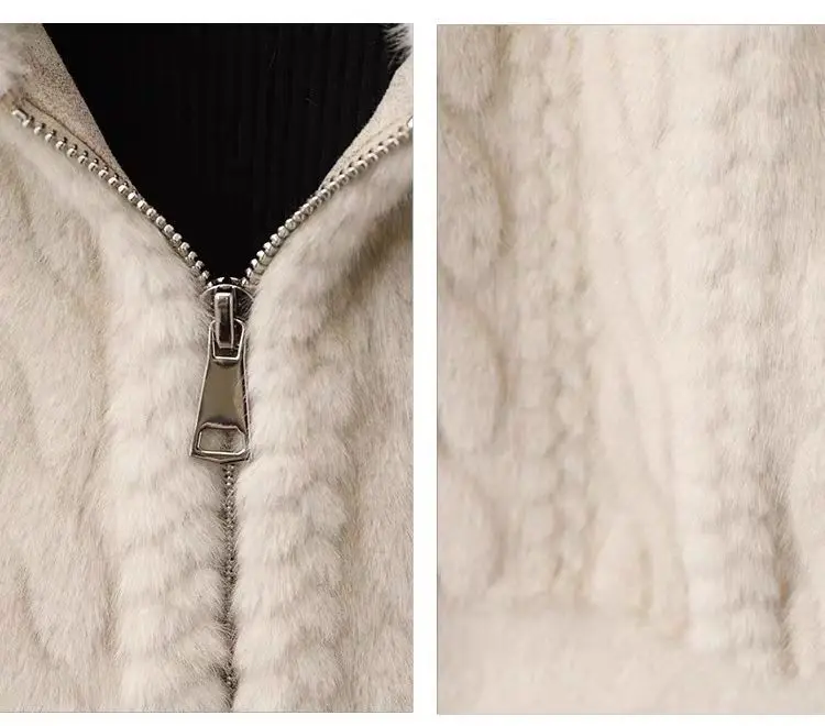 2026 Nieuwe nertsbontjas voor dames, korte moederoutfit met capuchon en verdikt bont in één winter