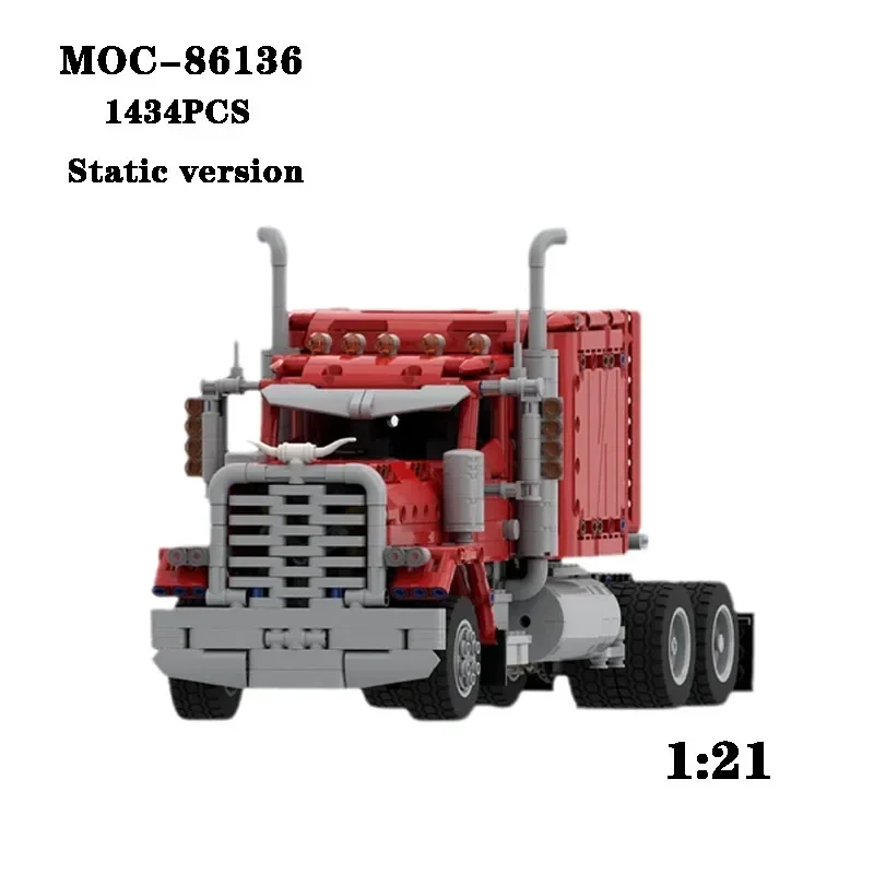 Klasyczny MOC-86136 klocki do budowy pojazd ciężarowy montażu i montażu ciągnika 1434 + szt. Części modelu dla dorosłych i zabawki dla dzieci na prezent